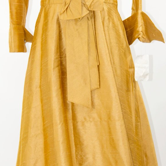 SARA CAMPBELL Yellow Silk Knee Length Dress Cocktail Sz 4 Small New - Picture 3 of 6